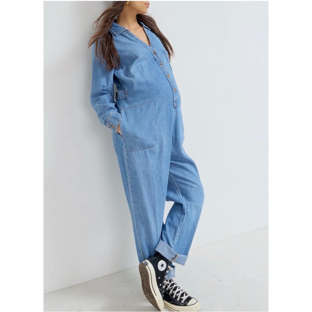 HATCH The Everyday Nursing Denim Jumpsuit - Picture 2 of 13